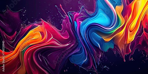 Abstract chromatic symphony. Captivating painting unleashes kaleidoscope of colors merging water ink techniques to form vibrant and dynamic composition perfect for bold decorative statements