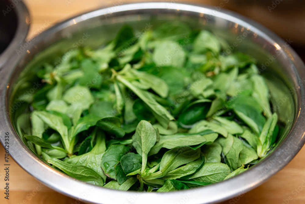 Fresh Spinach Leaves in a Stainless Steel Bowl. A bowl of vibrant green spinach leaves, freshly rinsed and prepared for cooking or serving as a healthy salad. Fresh Spinach Leaves in a Stainless Steel Bowl. A bowl of vibrant green spinach leaves, freshly rinsed and prepared for cooking or serving as a healthy salad.