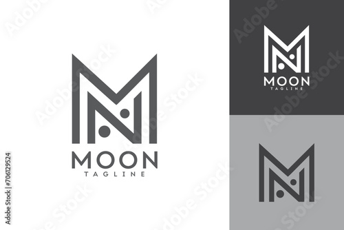 Moon monogram logo design, initial letter MN photo