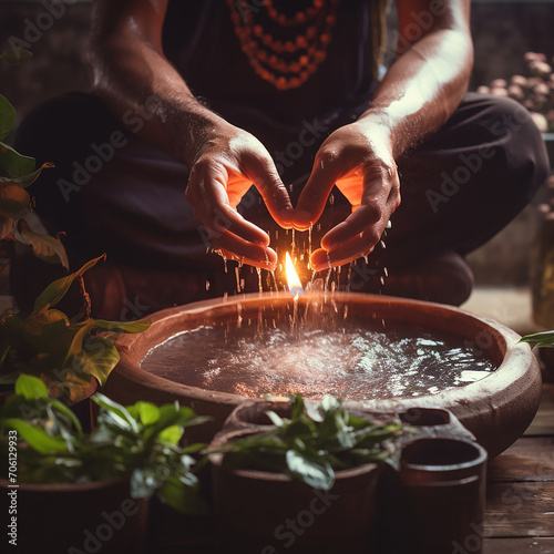 Water Purification Ritual in the Woods