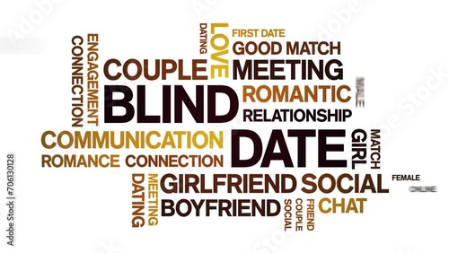Blind Date animated tag word cloud;text design animation kinetic typography seamless loop.