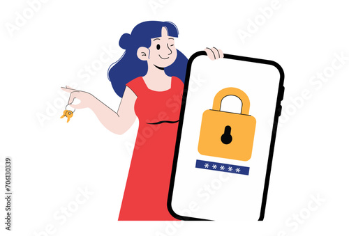 Data Security Concept Illustration. Mobile Phone Security Illustration