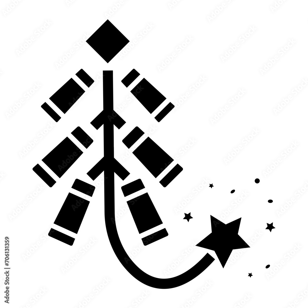 lunar new year on glyph style. traditional Chinese firecracker icon on glyph style lunar new year on glyph style. traditional Chinese firecracker icon on glyph style