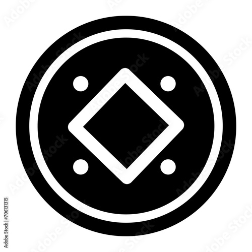 lunar new year on glyph style. traditional chinese coin on glyph style