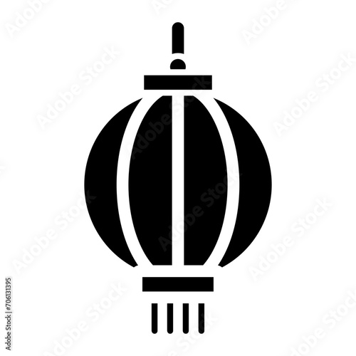lunar new year on glyph style. Traditional chinese lantern on glyph style