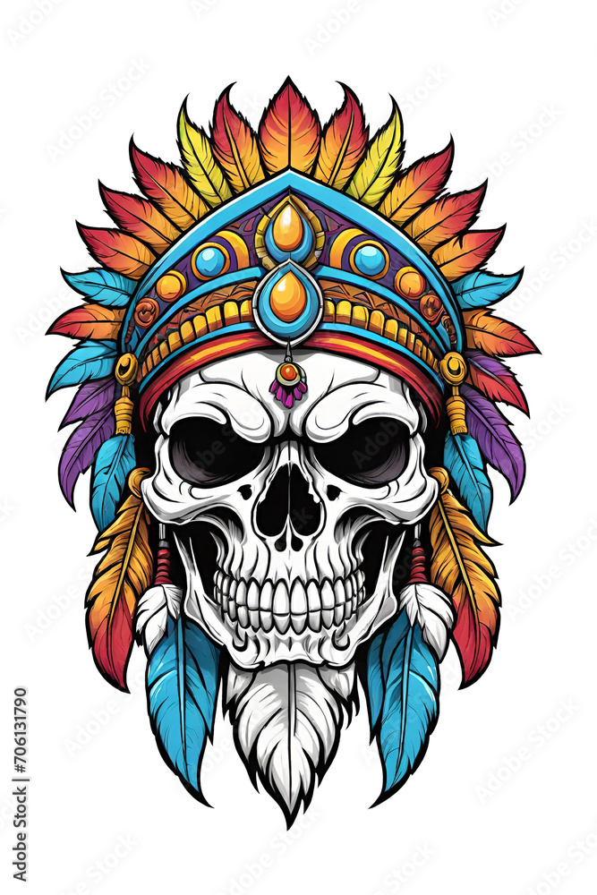 Skull with headdress Illustration for design