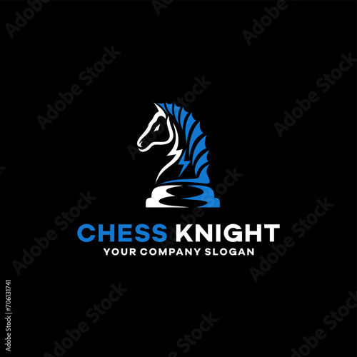 Chess knight logo design vector