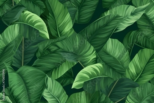 Pattern of banana leaves as a background for your graphic design. Generative AI photo