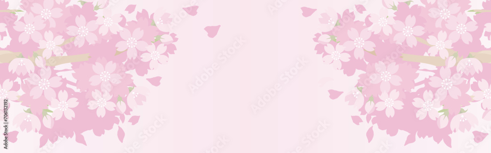 バナー　春　さくら　桜　花　フレーム　背景　コピースペース　イラスト素材