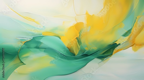 Harmonious blends of jade green and sunflower yellow come together, creating a vibrant and captivating abstract composition