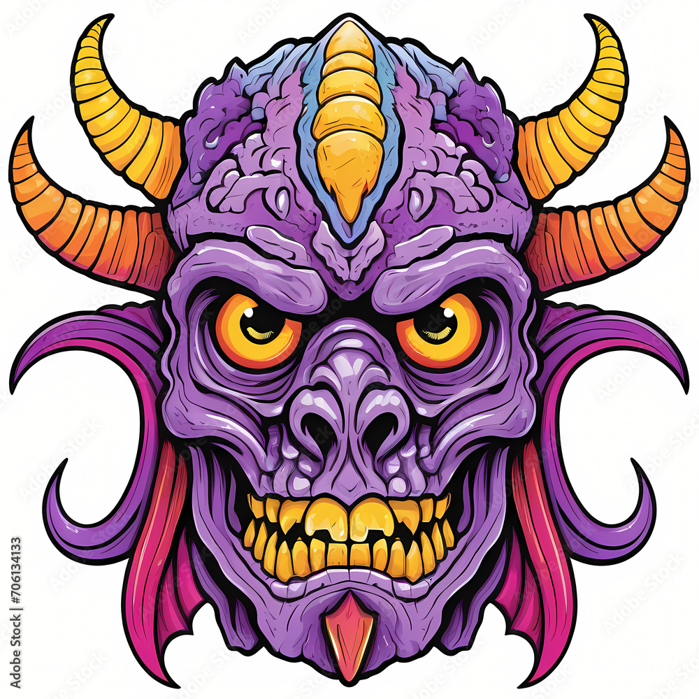 Fototapeta premium Devil mask illustration for tattoo sticker t shirt design print