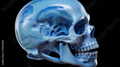 Exploration of the craniofacial growth in a human embryo, captured in a closeup image depicting the initial shaping of the skull and facial features. photo