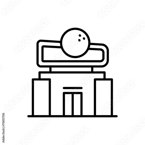 Bowling center outline icons, minimalist vector illustration ,simple transparent graphic element .Isolated on white background
