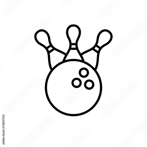 Bowling outline icons, minimalist vector illustration ,simple transparent graphic element .Isolated on white background