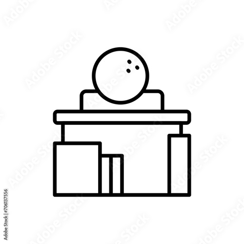 Bowling center outline icons, minimalist vector illustration ,simple transparent graphic element .Isolated on white background