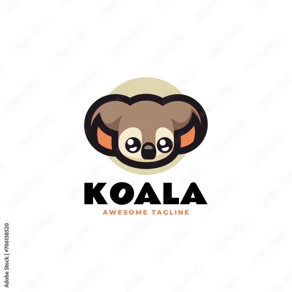 Fototapeta premium Vector Logo Illustration Koala Simple Mascot Style.