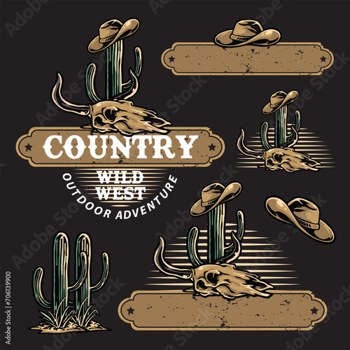 Cowboy label vintage illustration vector