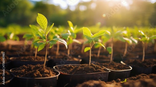 Rows of vibrant fruit trees are strategically planted a rows of vegetables, highlighting the benefits of agroforestry in creating a more sustainable and diverse farm ecosystem.