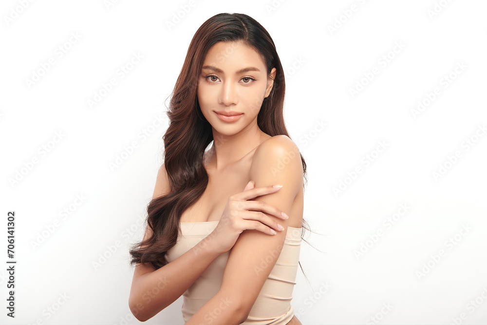 Beautiful young asian woman with clean fresh skin on white background, Face care, Facial treatment, Cosmetology, beauty and spa, Asian women portrait. Beautiful young asian woman with clean fresh skin on white background, Face care, Facial treatment, Cosmetology, beauty and spa, Asian women portrait.