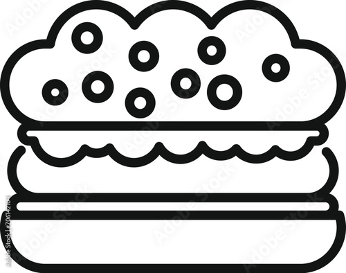 Tasty burger food icon outline vector. Street unhealthy snack. Container box