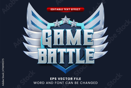 Game battle 3d editable vector text effect. E-sport 3d text style