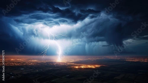 As seen from above, a fierce lightning storm blankets an expansive region, creating a stunning visual spectacle from every angle.