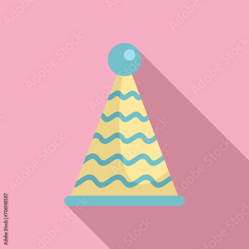 Celebrate party hat icon flat vector. Game decoration. Paper cone