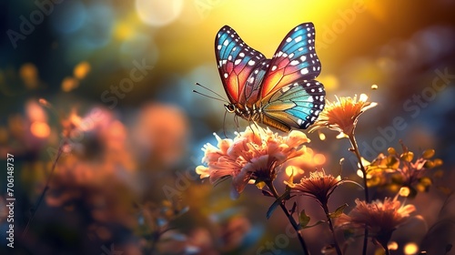 Beautiful Butterfly on the colorful flowers © ALI