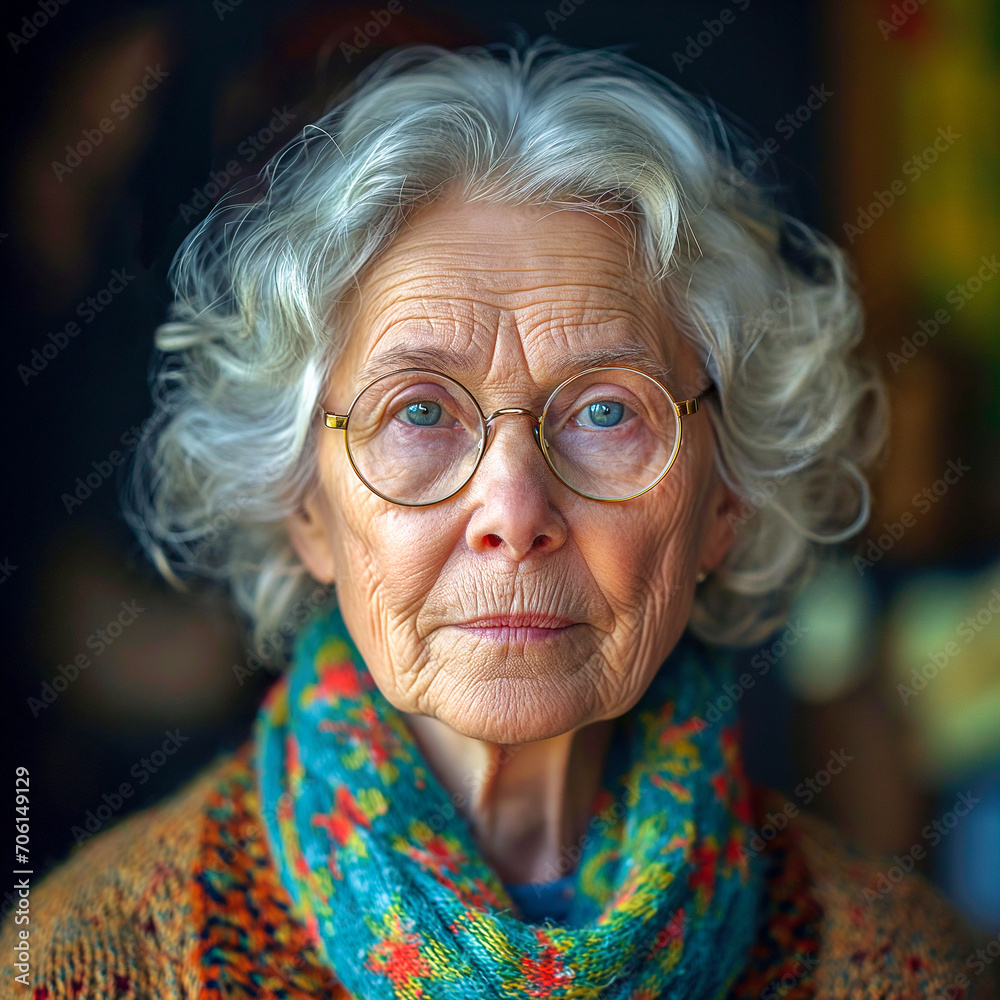 Portrait of a senior woman, Generated with AI