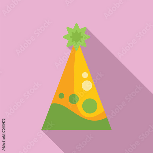 Event party hat icon flat vector. Festive paper activity. Cone star