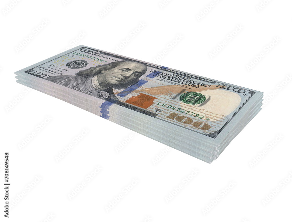 US Dollar bills stack on transparency background including clipping path, business and finance US Dollar bills stack on transparency background including clipping path, business and finance