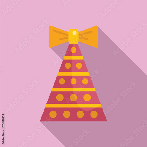 Celebration party hat icon flat vector. Xmas child. Cone star hat