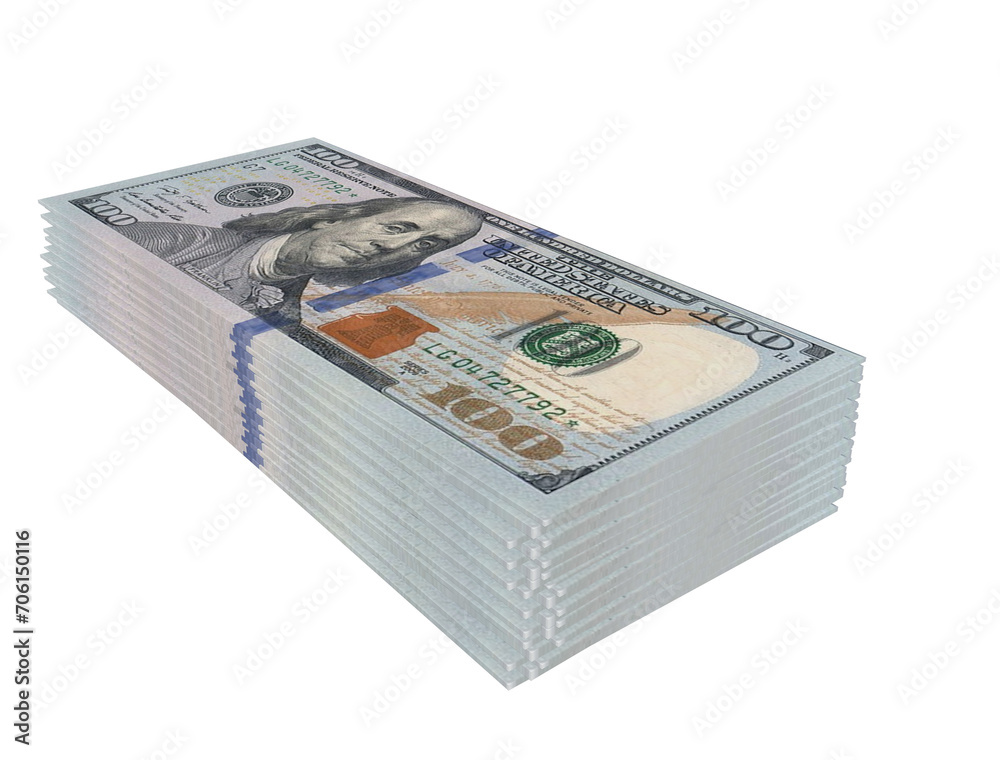 US Dollar bills stack on transparency background including clipping path, business and finance US Dollar bills stack on transparency background including clipping path, business and finance