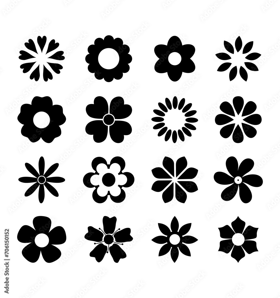 Flower Vector Art, Icons, and Graphics Black and white 