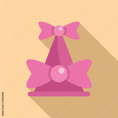 Party bow cone hat icon flat vector. Festive cap. Head covering