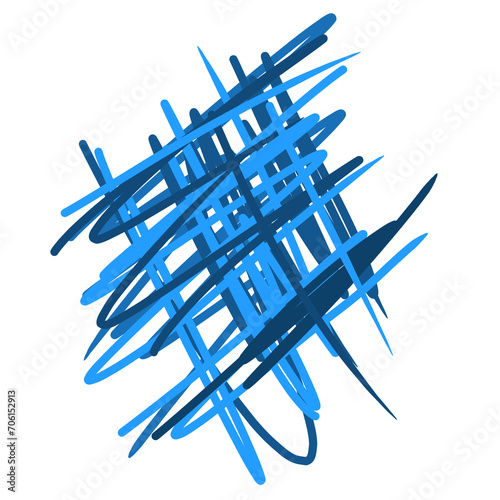 abstract blue scratches element, scribbles element blue colour transparent design file format png
