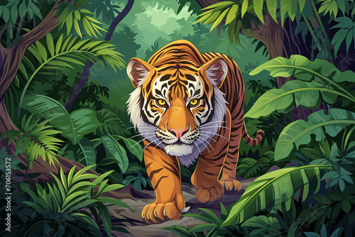 cartoon tiger in the forest