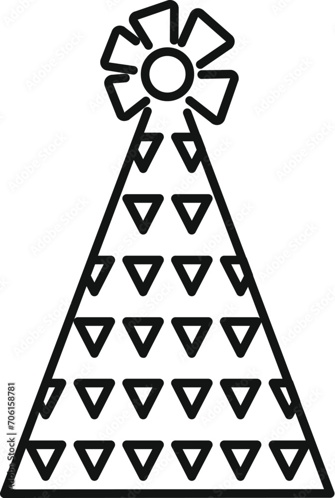 Striped party hat icon outline vector. Festive match. Carnival cone Striped party hat icon outline vector. Festive match. Carnival cone