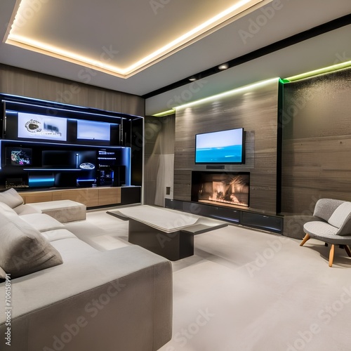 A high-tech smart home with automated features, voice-controlled devices, and sleek, futuristic furniture5 © ja