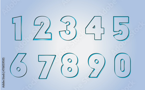 Neon outline numbers font