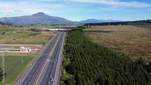 La Panamericana sur highway E35 lead to Los illinzas volcanic Andean mountains, photo