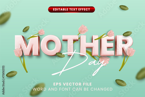 Mother's day celebration 3d editable vector text effect