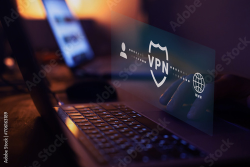 VPN Virtual private network concept. Internet security, encrypted connection for anonymous internet user.