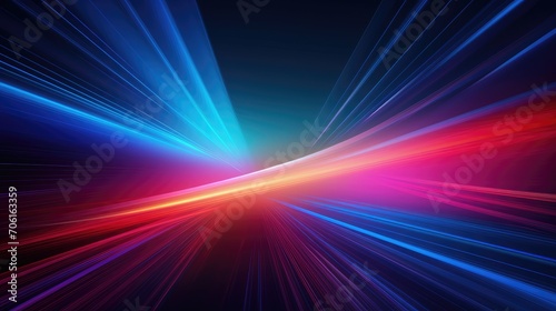 vibrant speed of light spectrum - abstract concept of movement and velocity in vivid neon colors for dynamic backgrounds photo