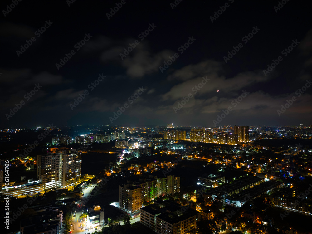 Bangalore Nightscape: Glowing Skyscrapers Illuminate the City Bangalore Nightscape: Glowing Skyscrapers Illuminate the City