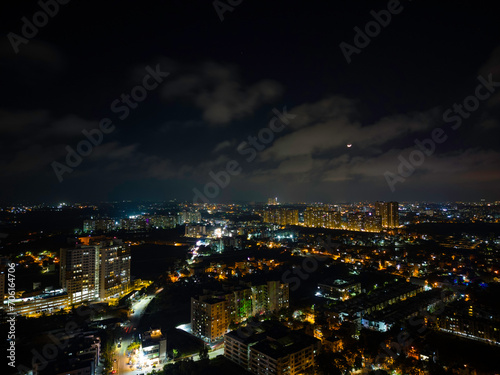 Bangalore Nightscape: Glowing Skyscrapers Illuminate the City © Visual