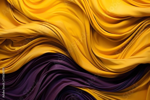 Intriguing patterns of mustard yellow and deep plum unfolding, forming a captivating and enigmatic abstract background.