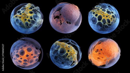 A series of microscope images capturing the cellular division and differentiation during daybyday embryonic development, revealing the complex and precise processes at play.