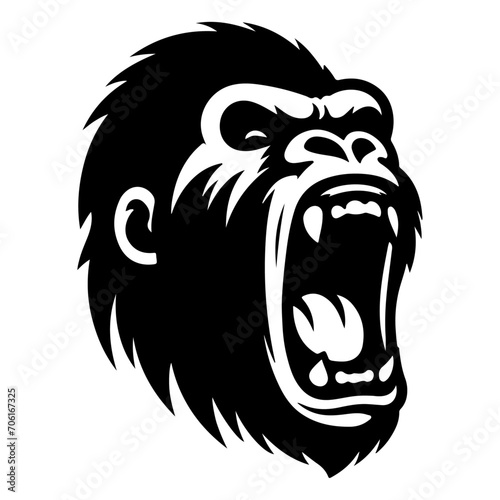 Wallpaper Mural angry Gorilla howling face logo silhouette vector, black color silhouette Torontodigital.ca