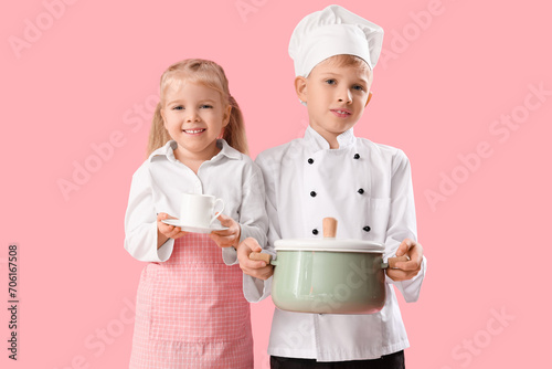 Cute little workers with co...